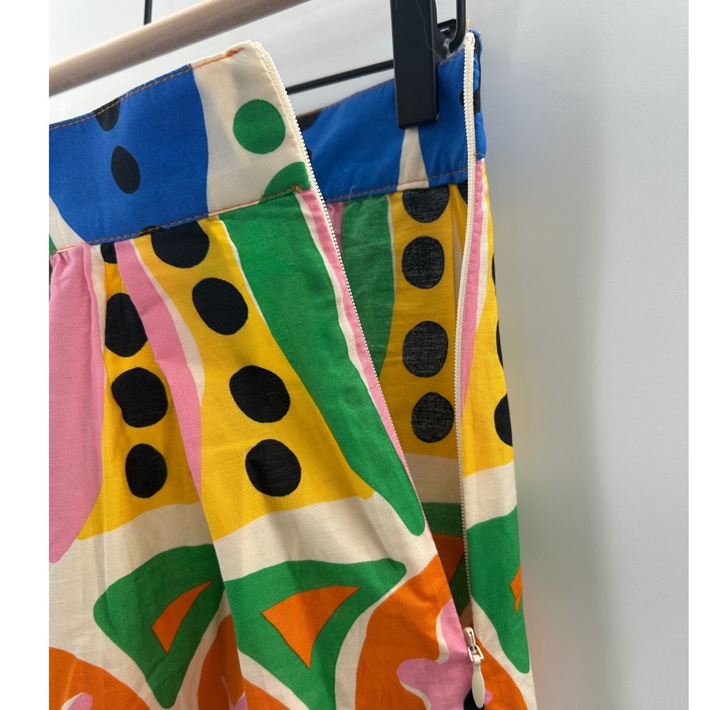 Zara Womens Multicolor Resort Geometric Print Pleated Midi Skirt M Blogger Fave - Picture 5 of 7